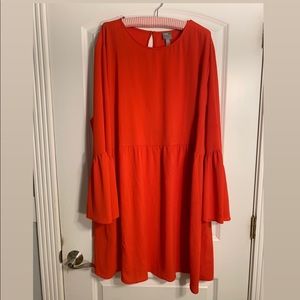 ASOS curve plus size red flute sleeve dress